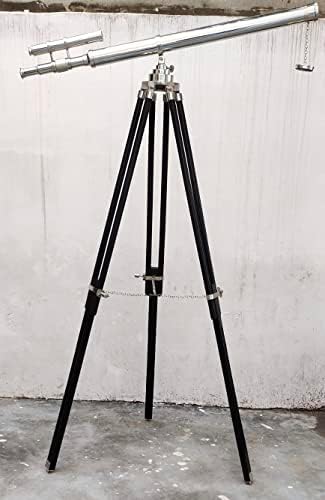 Marine Navy Designer Floor Standing Black Telescope with Chrome Finish