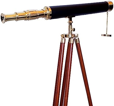 Spyglass Brass Telescope with Wooden Tripod Stand