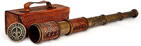 RII Antique Decor Spyglass Pirate Telescope with Leather Case