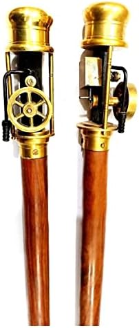 Collectible Antique Brass Steam Engine Telescope Walking Stick Cane