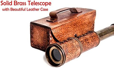 RII Antique Spyglass Pirate Telescope with Leather Case
