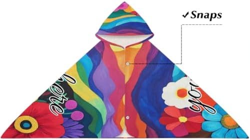 Abstract Mountain Floral Personalized Kids Beach Towel with Hood