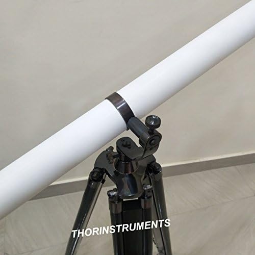 Nautical White Leather Galileo Telescope with Bronze Stand