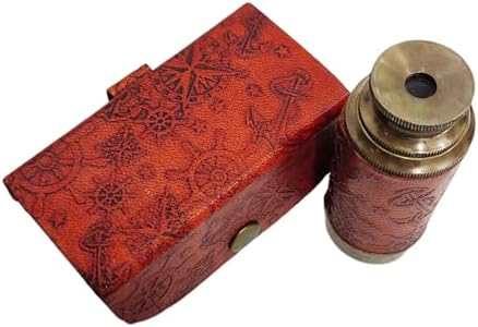 6 Inch Nautical Brass Spyglass Telescope with Leather Case