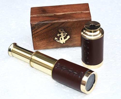 Solid Brass Pirate Spy Glass 5X Magnification Telescope