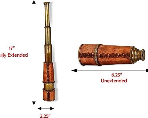RII Antique Brass Spyglass with Leather Case