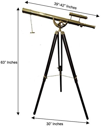Decorative Nautical Brass Telescope with Brown Tripod