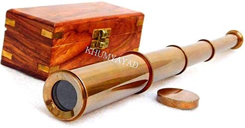 Brass Telescope Handmade Antique Marine Spyglass with Rosewood Box