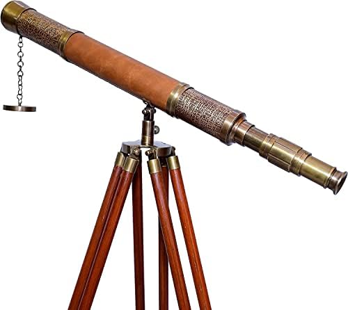 Nautical Antique Brass Telescope Floor Standing Decor