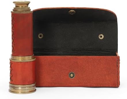 Vintage Brass Spyglass Telescope with Leather Case