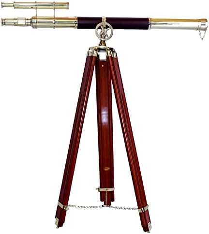 Antiqueex Nautical Brass Telescope Tripod Stand