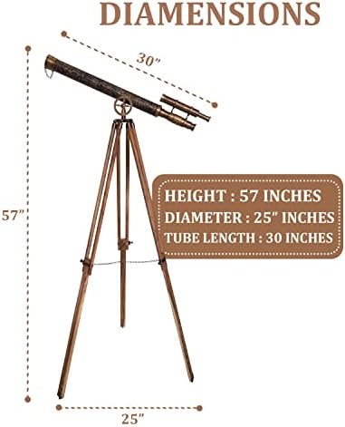 Decorative Nautical Brass Telescope with Teak Wood Tripod