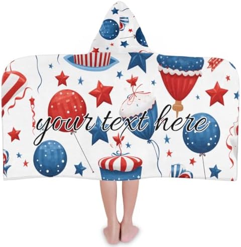 4th of July Personalized Kids Hooded Beach Towel