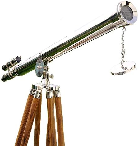 Nautical Double Barrel Telescope with Brass and Wood Stand