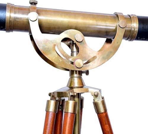 Antique Brass Telescope with Compass and Teak Tripod