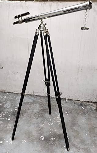 Marine Navy Designer Floor Standing Black Telescope with Chrome Finish