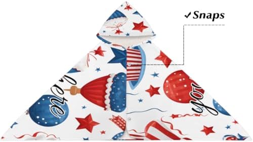 4th of July Personalized Kids Hooded Beach Towel