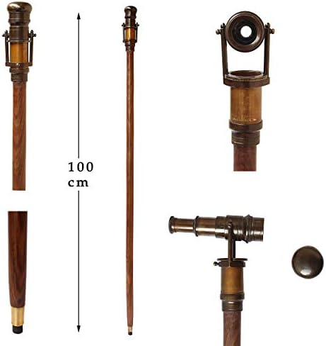 Antique Brass Telescope Walking Stick Collectible