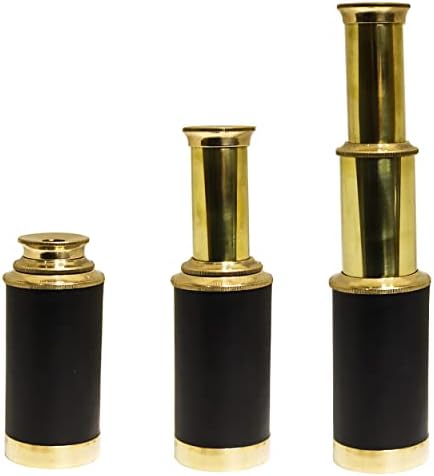 Handheld Brass Telescope with Wooden Box - Pirate Style 6 Inch
