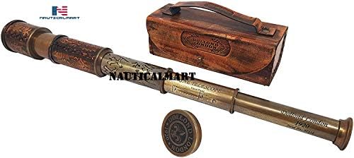 NauticalMart Pirate Brass Spyglass Telescope with Leather Case