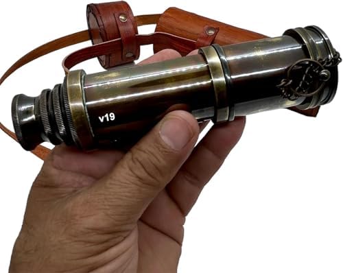 V19 Craft International Antique Brass Telescope with Leather Cover