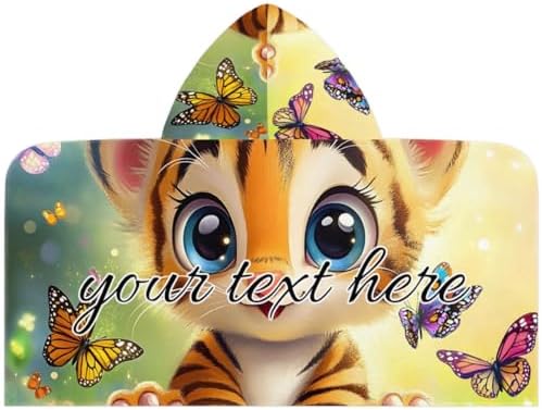 Personalized Tiger Kids Hooded Beach Towel for Boys Girls