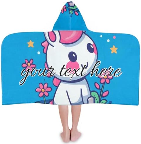 Personalized Unicorn Kids Hooded Beach Towel for Boys Girls