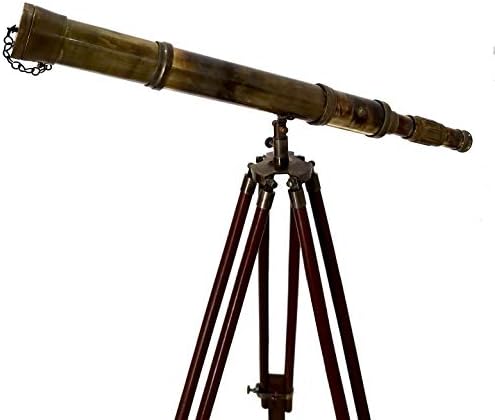 Antique Floor Standing Brass Telescope 52 Inches 1