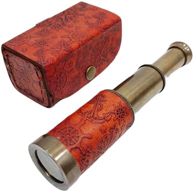 6 Inch Nautical Brass Spyglass Telescope with Leather Case