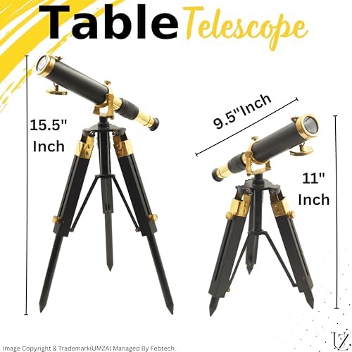 Nautical Desktop Telescope with Brass and Leather Finish