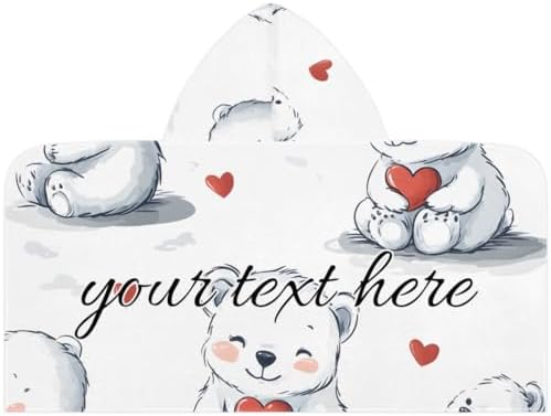 White Bear Personalized Kids Beach Towel for Boys Girls