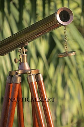 Nautical Antique Brass Harbor Master Floor Standing Telescope 60 Inch