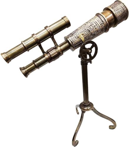 Nautical Vintage Brass Telescope with Tripod Stand
