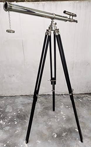 Marine Navy Designer Floor Standing Black Telescope with Chrome Finish