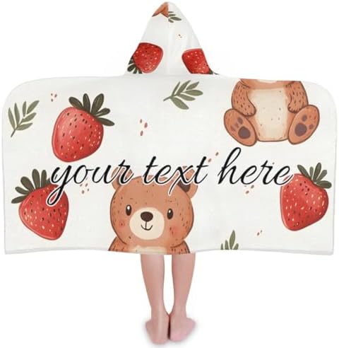 Personalized Cute Bear Beach Towel for Kids Custom Name Hooded Bath Towel