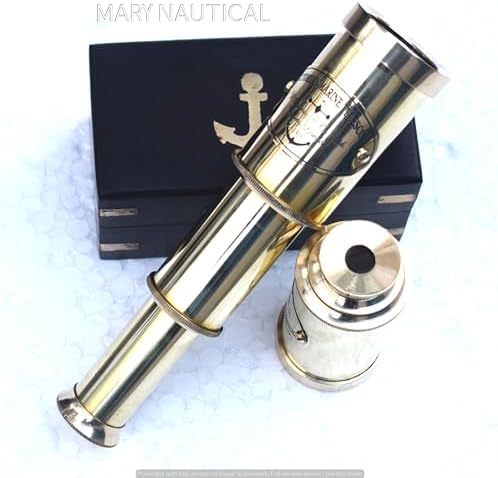 Adventure Pirate Brass Telescope with Anchor Wooden Box