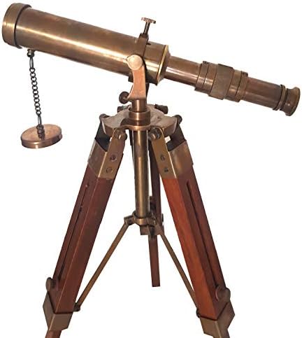Antique Brass Finish Telescope with Wooden Tripod