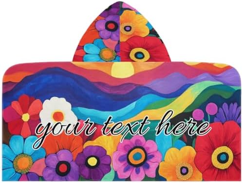 Abstract Mountain Floral Personalized Kids Beach Towel with Hood