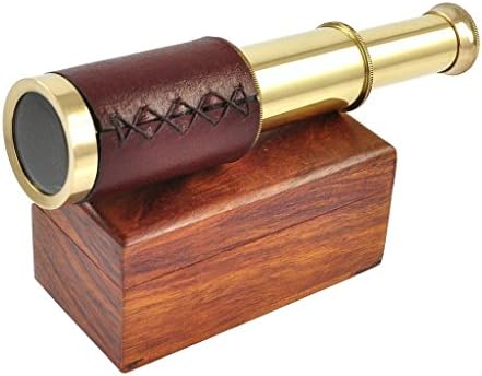 Antique Brass Nautical Telescope 6 Inch Wooden Box Gift