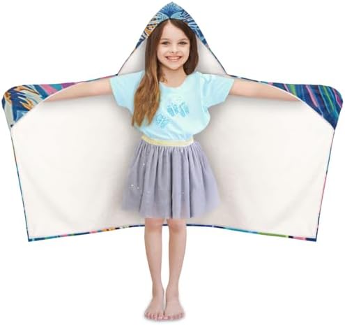 Personalized Kids Hooded Beach Towel with Leaf Design