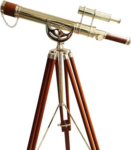 Navy Style Brass Finish Floor Standing Telescope