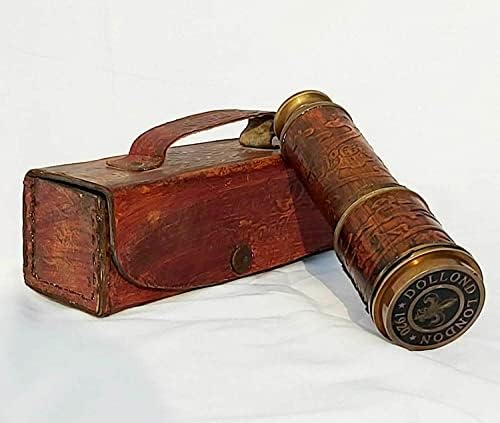 Heynz Antique Brass Telescope with Leather Box