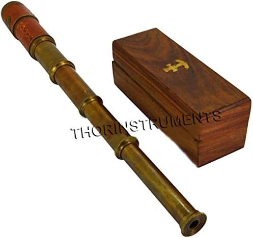Beautiful Pink Leather Brass Telescope with Wood Box