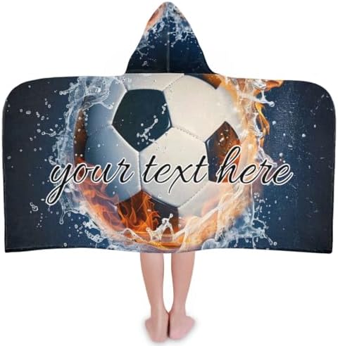 3D Soccer Personalized Kids Beach Towel with Hood