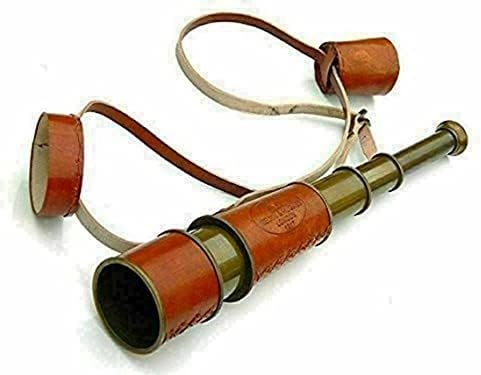 Vintage Brass Marine Telescope with Leather Case