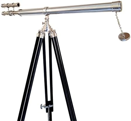 Vintage Brass Telescope with Adjustable Wooden Tripod