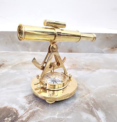 Vintage Brass Telescope with Compass Base