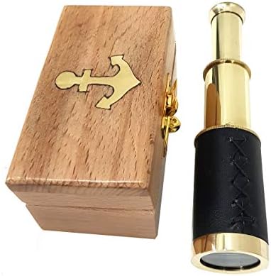 Pirate Brass Telescope with Anchor Design - Nautical Collectible and Functional Navigation Tool