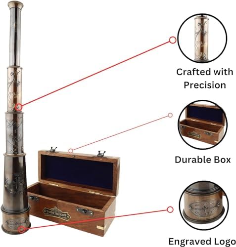 16 Inch Antique Brass Telescope With Leather Case
