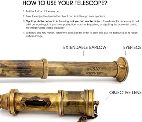 Pirate Brass Telescope with 30x Magnification